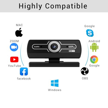2K Webcam with Microphone, 1440P QHD Web Cam for Desktop Computer, Plug and Play USB Computer Camera for Laptop/PC, Streaming Web Camera with Auto Light Correction for Zoom/Teams/Skype, Mac/Windows - style: K1-2K