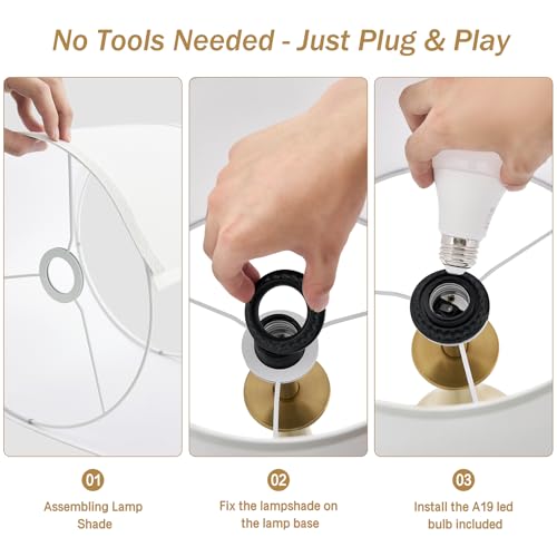 Touch Table Lamps Set of 2, 21" Bedside Lamps with USB C+A | 3 Way Dimmable Nightstand Lamps with Linen Shades, 2 LED Bulbs Included, Touch Lamp for Living Room, Bedroom and End Tables - color: Gold & White Shade