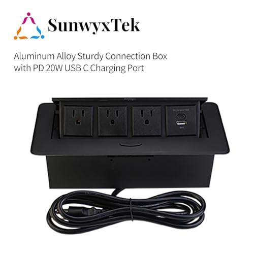 Pop Up Power Outlet, Conference Table Recessed Power Outlet Desktop Socket with PD 20W USB C Fast Charge, Stainless Steel Receptacle Outlet for Conference Office Countertop