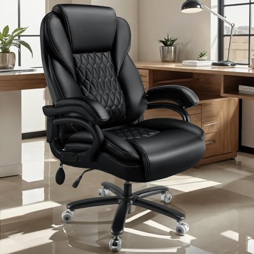 600lbs Big and Tall Office Chair with Pocket Spring Cushion, Heavy Duty Office Chair for Low Back Pain Relief, Large Executive Office Chair (Classic, Black with Gel Seat Cushion) - color: Black With Gel Seat Cushion