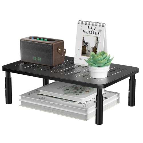 WALI Desk Organizer, 1 Tier Computer Monitor Stand for Desk, Desk Monitor Riser 3 Height Adjustable, Laptop Stand Underneath Storage for Office, Home, School Supplies (STT003), 1 Pack, Black - color: Black, size: 1-Tier