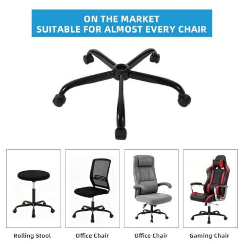 XSZD 28 Inch Heavy Duty Office Chair Base with 5 Casters,Easy to Assemble | Reinforced Metal Chair Feet,Universal Gas Cylinder Fit,for Swivel/Computer/Criss Cross Chairs - color: Matte Black