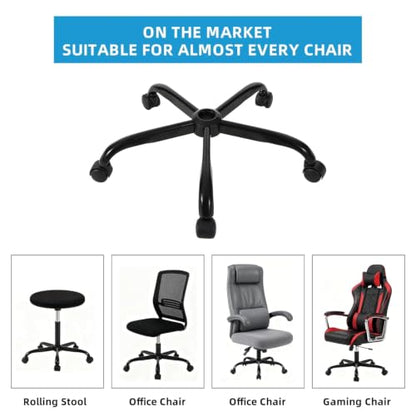 XSZD 28 Inch Heavy Duty Office Chair Base with 5 Casters,Easy to Assemble | Reinforced Metal Chair Feet,Universal Gas Cylinder Fit,for Swivel/Computer/Criss Cross Chairs - color: Matte Black