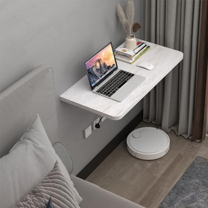 Pmnianhua Wall Mounted Desk,31'' Wall Mounted Drop Leaf Table,Drop Down Table,Folding Table,Fold Down Wall Desk,Floating Desk for Wall Laundry Room Bar Home Office Small Space(White) - color: Grey-white