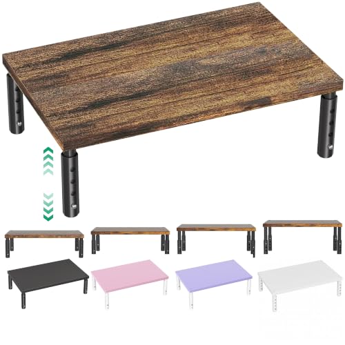 OPNICE Adjustable Monitor Stand Riser for Desk, Wood Computer & Laptop Stand, Desk Organizers and Accessories, Office Desk Accessories & Workspace Organizer for Home Office Supplies, Brown - color: Brown, size: Adjustable Height