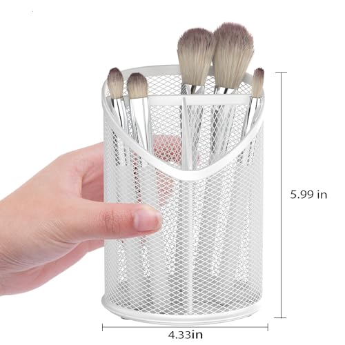 Delifox 2 Pack Pen Holder Mesh Round Pencil (White) - color: White
