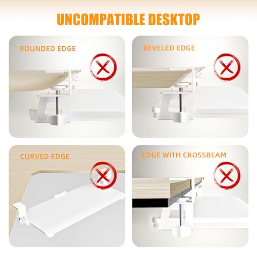 Under Desk Keyboard Tray, Pull-Out Drawer&Holder with C-Clamp 25.6"x11.8" - color: White