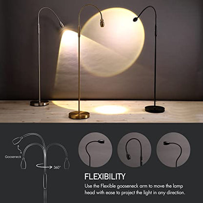 O’Bright Ray – Adjustable LED Beam Floor Lamp, Dimmable and Zoomable Spotlight, Flexible Gooseneck, Reading/Crafting Standing Lamp, Work Table Light, Matte Black - color: Black