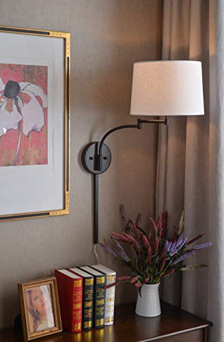 Kenroy Home Casual Wall Swing Arm Lamp ,18 Inch Height, 13 Inch Diameter, 20.5 Inch Ext with Oil Rubbed Bronze Finish