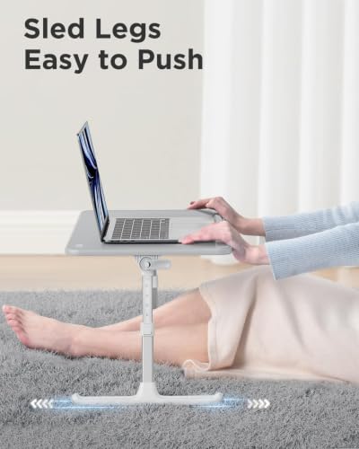 SAIJI Non-Slip Leather Lap Desk Laptop Bed Tray Table, Laptop Stand for Bed - color: Gray, size: Medium