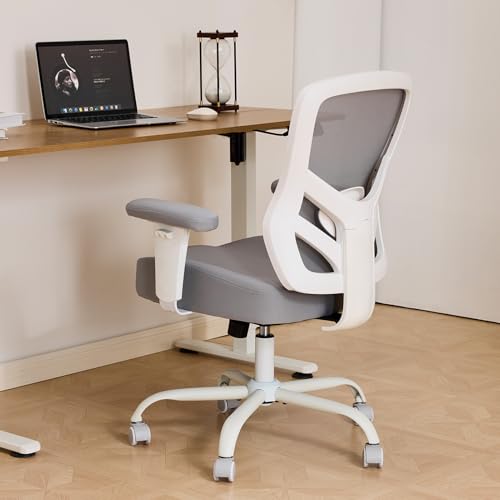 YFO Ergonomic Office Chair, Mesh Computer Desk Chair | Adjustable Back Lumbar Support and Armrests, Comfy Executive Rolling Swivel Task Chair for Home Office, Grey - color: Grey