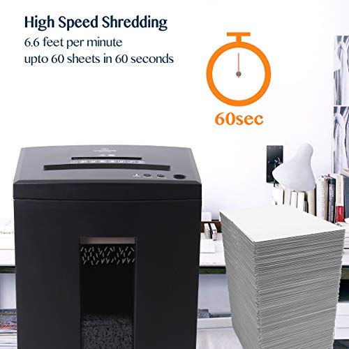 WOLVERINE SD9112 P5 Super Micro Cut Shredder, 10-Sheet, 60 Min, 6Gal Bin, Ultra Quiet, Black - size: 10-Sheet Level P5-Black