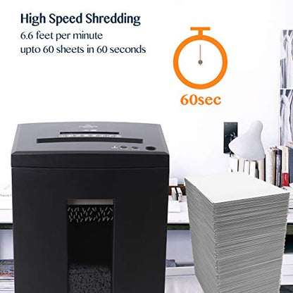 WOLVERINE SD9112 P5 Super Micro Cut Shredder, 10-Sheet, 60 Min, 6Gal Bin, Ultra Quiet, Black - size: 10-Sheet Level P5-Black