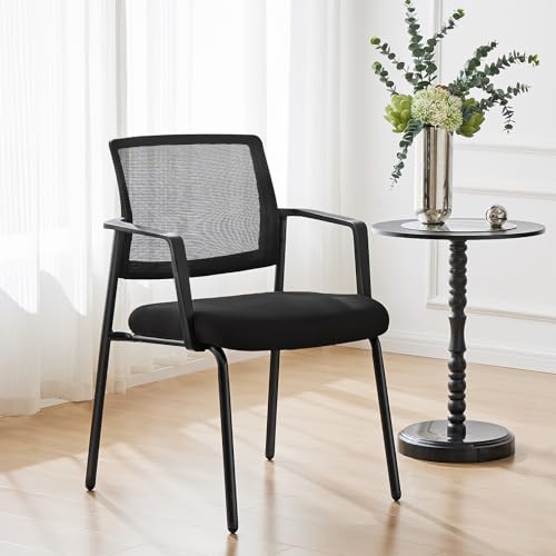 Sweetcrispy Waiting Room Chairs 1 Pack, Mesh Office Guest Chairs - color: Black, size: 1 Pack