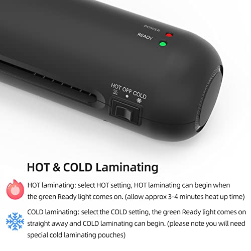 Laminator,A4 Desktop Laminator Machine Hot and Cold 9 inches Personal Laminator for Home School Office Use with Paper Cutter Trimmer Rounder Hole Puncher Binding Hoop Laminating