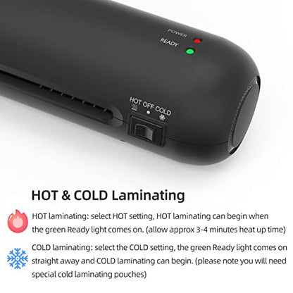 Laminator,A4 Desktop Laminator Machine Hot and Cold 9 inches Personal Laminator for Home School Office Use with Paper Cutter Trimmer Rounder Hole Puncher Binding Hoop Laminating