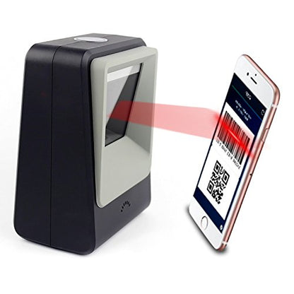 2D QR Barcode Scanner,Symcode Omnidirectional Hands-Free USB Automatic Barcode Reader for Mobile Payment Computer Screen Scan - color: Black