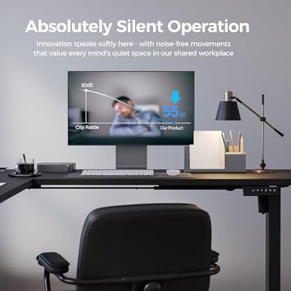 Agilestic L Shaped Electric Standing Desk Adjustable Height, 63 Inch, Black - color: Black, size: 63 x 55 Inch