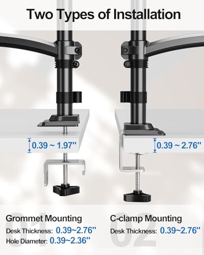 Dual Monitor Stand for Computer Screen up to 32", Holds 22 lbs Each