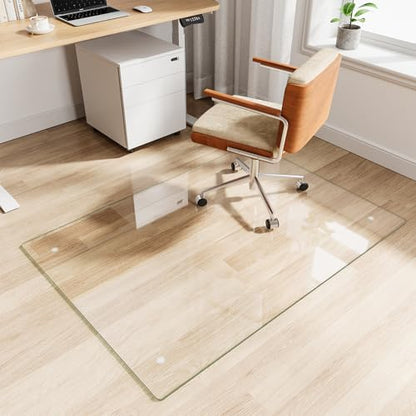 Glass Chair Mat 36" x 50" Tempered Glass Office Chair Mat - color: Transparent, size: 50" x 36"