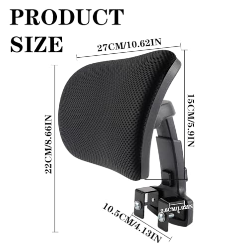 Office Chair Headrest Attachment Head Support Cushion Chair Mesh Head Rest Black Mesh Frame Adjustable Height Angle for Ergonomic Office Chair（Black） - color: Color 1