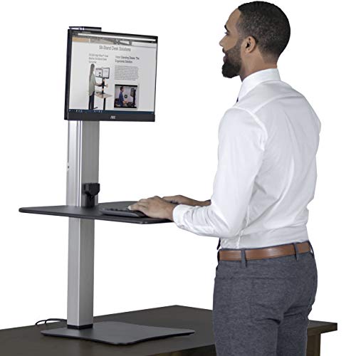 Victor High Rise Electric Sit-Stand Standing Desk Converter with Single Monitor Stand - Height Adjustable Office Desk Workstation for Home, 28" x 23" Work Surface, Black - size: Single Monitor