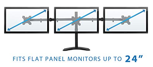 Mount-It! Triple Monitor Stand for Desk, 3 Monitor Mount Fits 19–27" Screens, Holds 15.4 lbs Each, Full Motion Triple Monitor Arm with Tilt Swivel Rotate, VESA 75x75, 100x100, Stable Freestanding Base