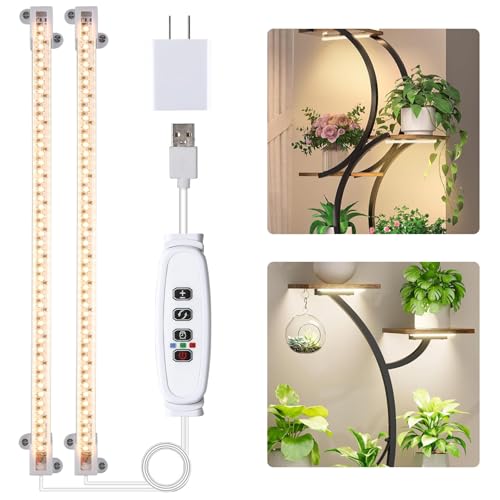 Hywyimlait LED Grow Light Strips for Indoor Plants Full Spectrum 3500K, 96 LEDs Plant Light Bar with 3/9/12H Timer, 10 Dimmable Levels for Seedling Succulent, 13 Inches 2 Head - color: 3500K Warm, size: 13Inch 2 Strip 1 Pack