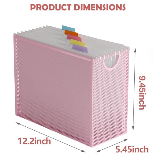 Sinboun Hanging File Organizer Includes 5 Hanging Folders for Office, Pink - color: Pink