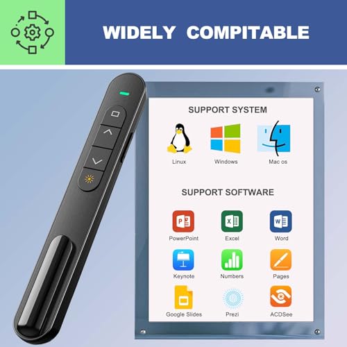 QUI 2 Pack Wireless Presenter Remote, USB, Black Blue | 2.4GHz RF Presentation Clicker with Hyperlink Volume Control, USB Presentation Remote for Mac, Laptop, Google Slides - color: Black Blue, style: USB