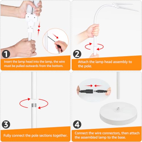 Dual-head LED Floor Lamp 20W 1400LM Adjustable Neck Bright Light White - color: White