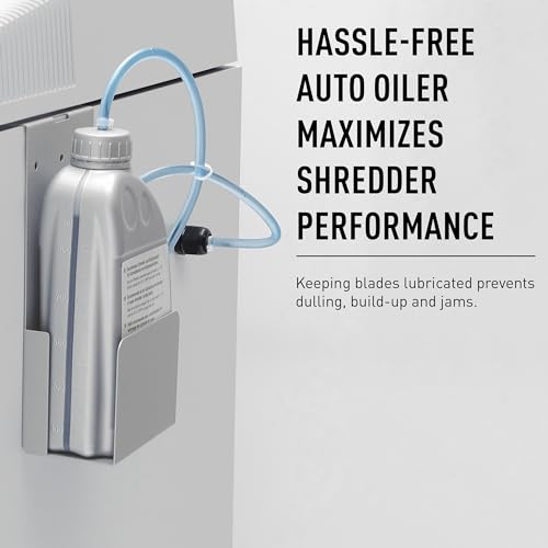 ideal. 2604 Cross-Cut Centralized Office Shredder with Automatic Oiler, Continuous Operation, 14 to 16 Sheet Feed Capacity, 26 gal Bin, Shred Staples/Paper Clips/Credit Cards/CDs/DVDs, P-5 Security | P5 cross cut shredder with automatic oiler for 6 to 8 u