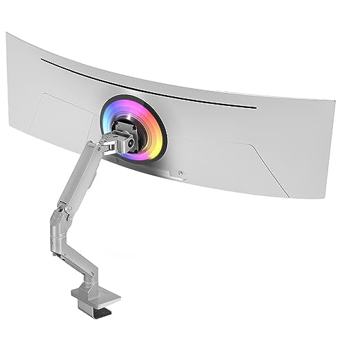 AVLT Single Monitor Arm Desk Mount for 34-57" Screens, Heavy Duty - Gray | Fits One 44 lb Heavy Duty Monitor – Full Motion Height, Swivel, Tilt, Rotation – VESA 200x200, 200x100, 100x100, 75x75 - color: Gray-34 to 57 Inch