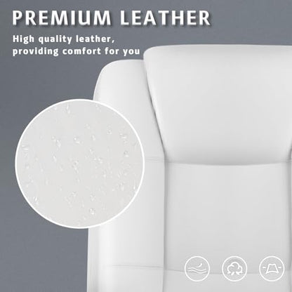 LEMBERI Flip-up Arms Office Desk Chair, Big and Tall Managerial Executive Chair, High Back Computer Chair, Ergonomic Adjustable Height PU Leather Chairs with Cushions Armrest for Long Time Sitting - color: New White