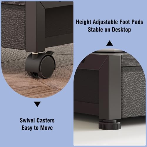VENNQD 2-Tier Desktop Printer Stand with 2 Fabric Drawers, Prtiner Table with Storage Shelf, Desk Organizer for Home Office,3D Printer,Fax Machine,Scanner (Black, 2 Tier) - color: Black