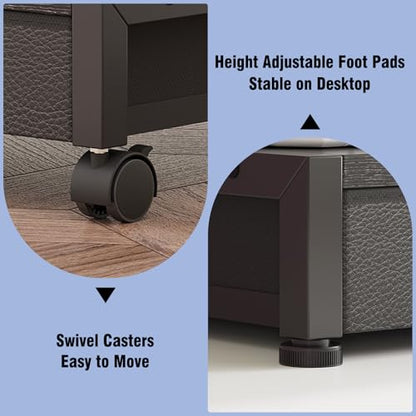 VENNQD 2-Tier Desktop Printer Stand with 2 Fabric Drawers, Prtiner Table with Storage Shelf, Desk Organizer for Home Office,3D Printer,Fax Machine,Scanner (Black, 2 Tier) - color: Black