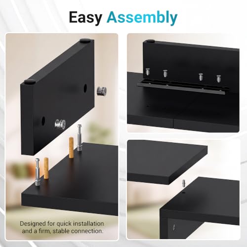 BONTEC Triple Monitor Stand Riser with Smartphone Holder, Black - color: Black, size: 53.3 in