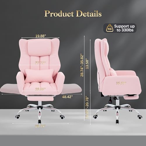 High Back Criss Cross Office Chair with Foot Rest & Flip Armrests - color: Pink