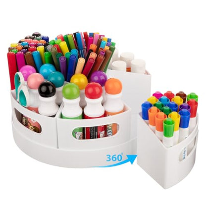 CraftGenes Rotating Art Supply Organizer, 7 Removable Compartments, White - color: White