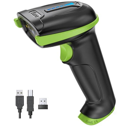 Tera Barcode Scanner with Battery Indicator: 1D Wireless, 5100 Green | USB Wired 2.4G Wireless Reader, 2200mAh Battery, 1D Laser Scanning, IP54 Protection, Retail Checkout Warehouse Library School - color: 1D Green
