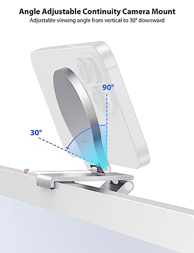 Stouchi Mag-Safe Continuity Camera Mount for Desktop Monitor | Adjustable Aluminum iPhone Webcam Mount for iMac, Apple TV 4K & Mac Displays | Compatible with 1/4" Tripod Screw - color: Silver