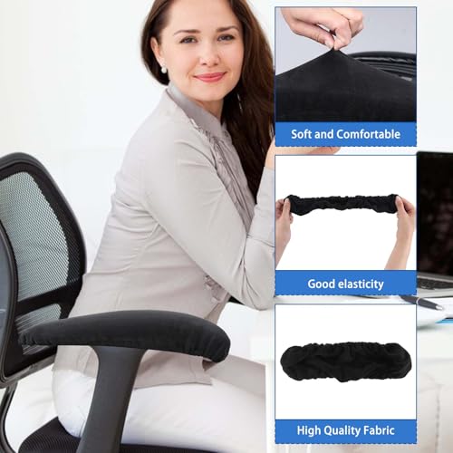 QfwdfcTrenz 1 Pair Office Chair Arm Covers Nylon Armrest Cover Removable Handgrip Covers Stretchable Armrest Protectors Prevent Armrest Damage to Protective Cover for Desk and Computer Chairs (Black)