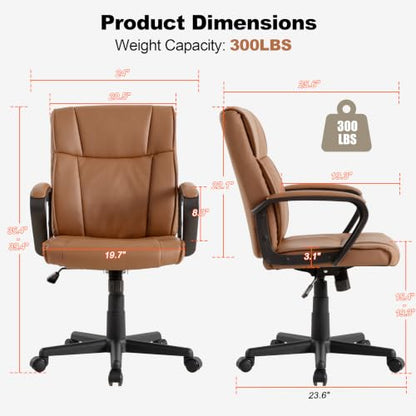 Office Desk Chair Set of 8 Conference Room Chairs Modern Ergonomic Executive Swivel Chair Adjustable Height PU Leather Home Desk Chair with Armrests Comfy Computer Task Chairs with Wheels - color: Brown, size: Set of 8