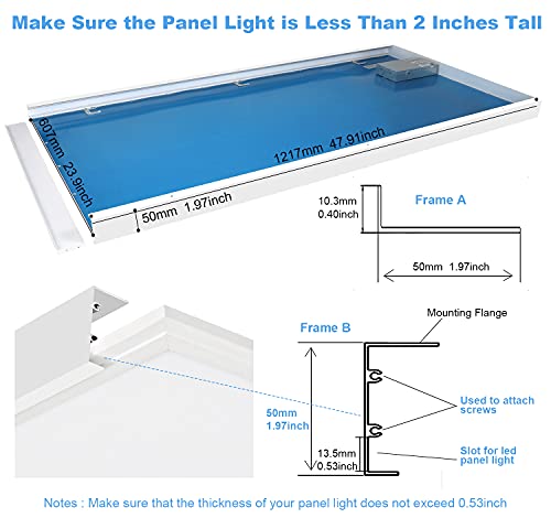 6 Pack 2x4 Surface Mount Kit for 2x4 LED Flat Panel Light | Aluminum 2'x4' ft Ceiling Frame Kit with Mounting Screws, Not Include LED Panel Light - size: 2x4 - 6 Pack