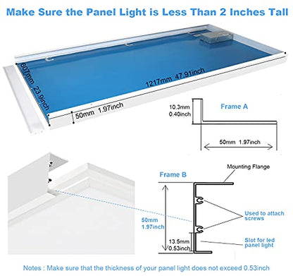 6 Pack 2x4 Surface Mount Kit for 2x4 LED Flat Panel Light | Aluminum 2'x4' ft Ceiling Frame Kit with Mounting Screws, Not Include LED Panel Light - size: 2x4 - 6 Pack