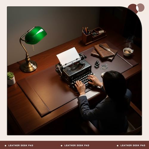 47.2 x 17 Inch Leather Desk Pad with Side Rails Mat, Brown - color: Brown, size: 47.2" x 17"