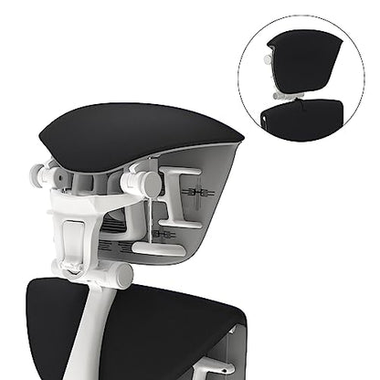 OFFICE LOGIX SHOP Embody Headrest Compatible with Herman Miller Embody Chair (Black Rythem Fabric/White Frame) - color: Black Rythem Fabric/White Frame