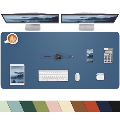 Desk mat Large, Leather Desk Pad Protector,Office Desk Mat,Mouse Pad, Non-Slip Desk Blotter, Laptop Desk Pad, Waterproof Desk Writing Pad for Office&Home (Grey Blue, 48" x 24") - color: Grey Blue, size: 48" x 24"