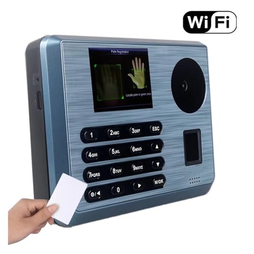 Palm and Fingerprints Identification Time Clock Palm Attendance Device Fingerprint Time Clock Palm Scanner for Small Businesses and Offices for Small Businesses,Black-ID - size: ID