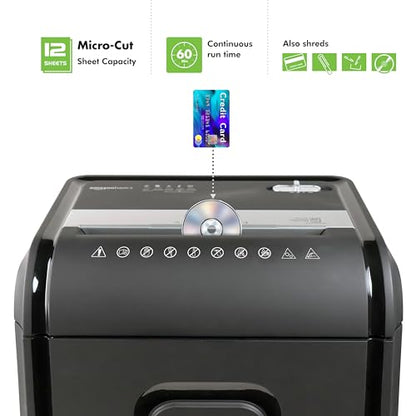 Aurora AU1275MB High-Security 12-Sheet Micro-Cut Paper and CD/Credit Card Shredder/ 5.7-Gallon Pullout Basket/60 Minutes Run Time - style: 12-Sheet Micro-Cut